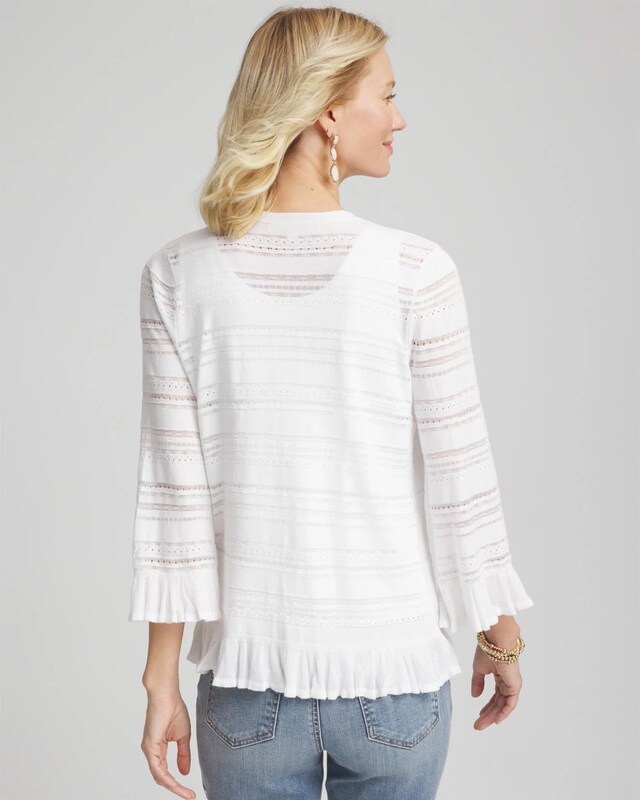 Pointelle Open Front Cardigan Sweater - image 3